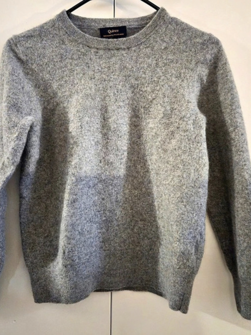 Quince 100% Mongolian Cashmere Crewneck Sweater Heather Grey Size M